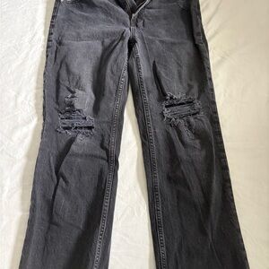 GAP cheeky straight high rise Black Distressed Straight Leg Jeans